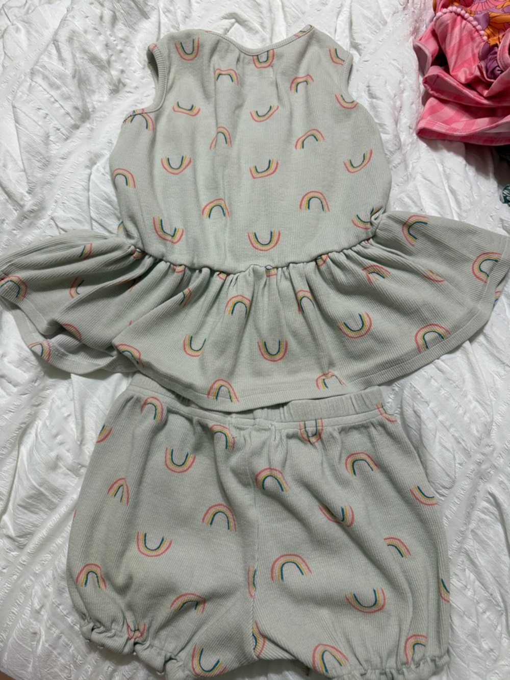 SweetHoney light green Rainbow Peplum Top & Shorts - Picture 2 of 5